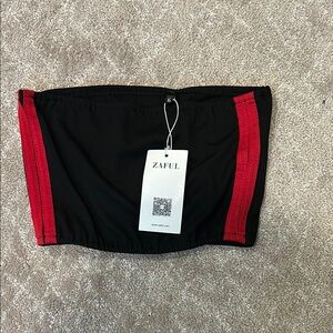 Zaful Black Tube Top with Red Accents